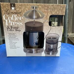 Coffee Press Set with Mugs - Stainless Steel